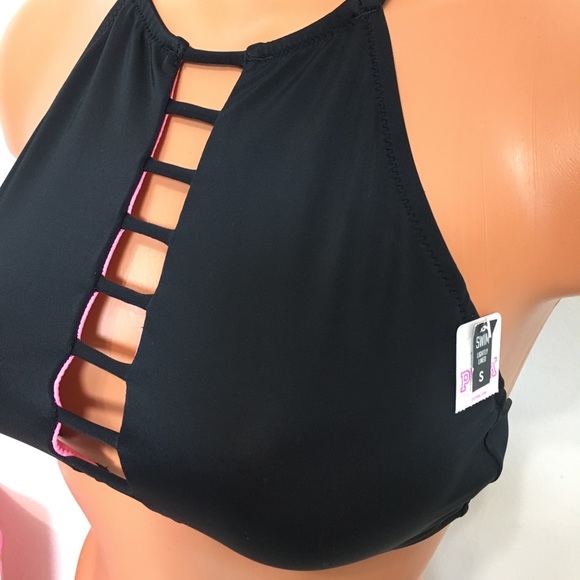 NEW PINK VS STRAPPY FRONT HIGH NECK TOP SWIM - Picture 2 of 4